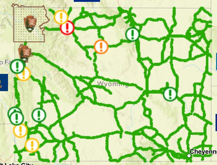 Wyoming Road Report Map Local Reports & Info | Mountain Weather